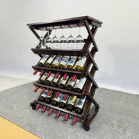 Stylish Freestanding Wine Rack For Kitchen, Pantry, Or Cellar - Holds 26 Bottles - Elegant Walnut Wine Storage Display