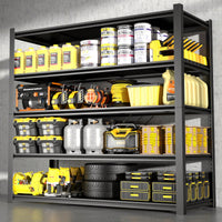 Heavy-Duty Black Metal Shelving Unit with 5 Removable Dividers for Garage Kitchen and Office Storage 83.86 Wide 47.27 Deep 23.62 High