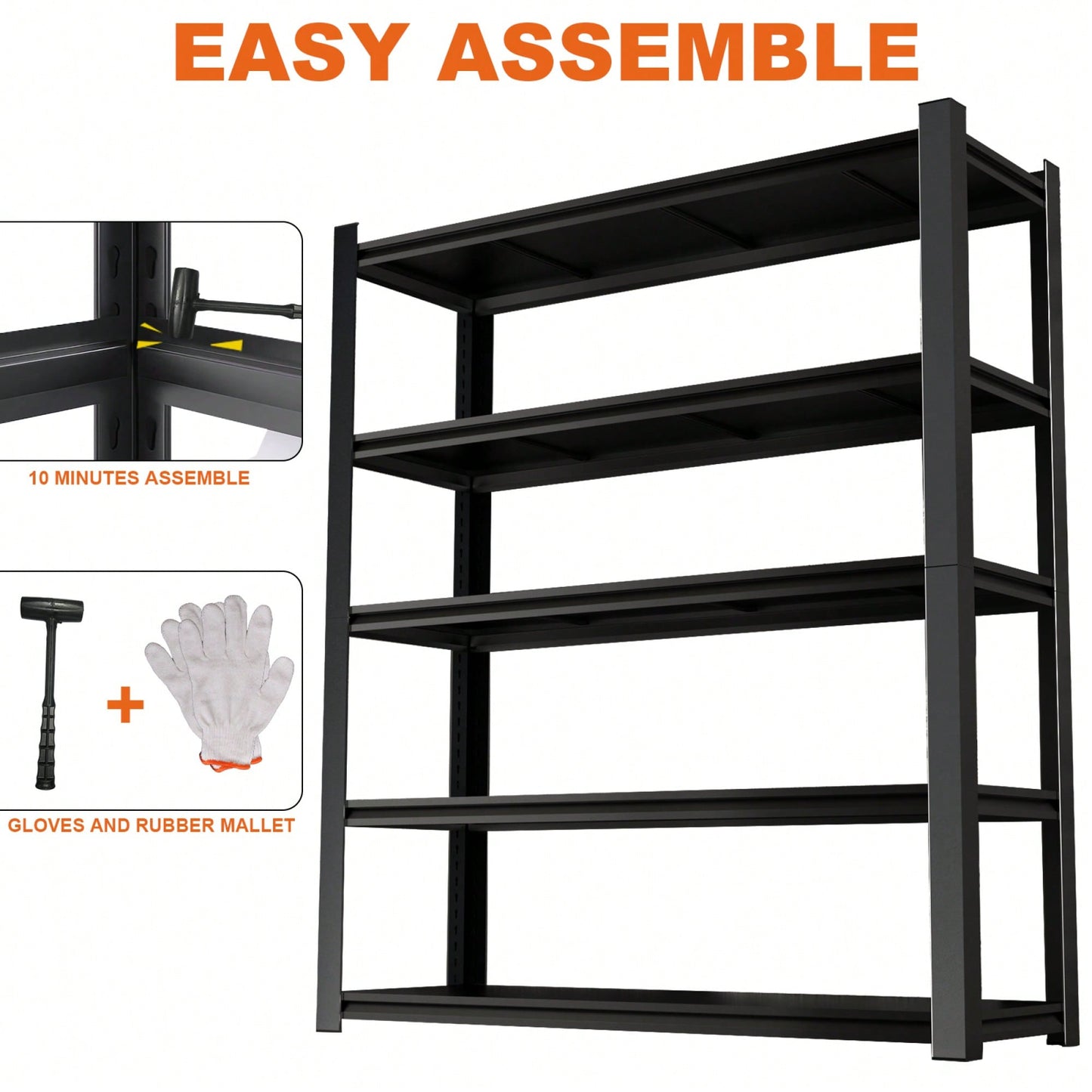 Heavy-Duty Black Metal Shelving Unit with 5 Removable Dividers for Garage Kitchen and Office Storage 83.86 Wide 47.27 Deep 23.62 High