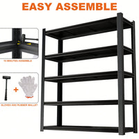 Heavy-Duty Black Metal Shelving Unit with 5 Removable Dividers for Garage Kitchen and Office Storage 83.86 Wide 47.27 Deep 23.62 High