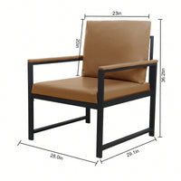 Luxurious Light Tan Accent Arm Chair for Living Room Office Lounge with Thick Cushions and Sturdy Metal Frame