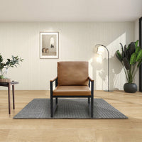 Luxurious Light Tan Accent Arm Chair for Living Room Office Lounge with Thick Cushions and Sturdy Metal Frame