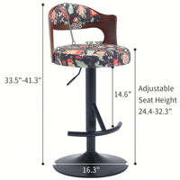 Set Of 2 Adjustable Swivel Bar Stools With Solid Wood Backrest For Kitchen Counter And Dining Room In Brown