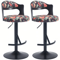 Set Of 2 Adjustable Swivel Bar Stools With Solid Wood Backrest For Kitchen Counter And Dining Room In Brown