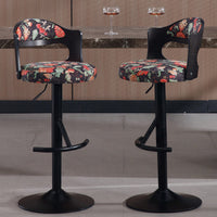 Set Of 2 Adjustable Swivel Bar Stools With Solid Wood Backrest For Kitchen Counter And Dining Room In Brown