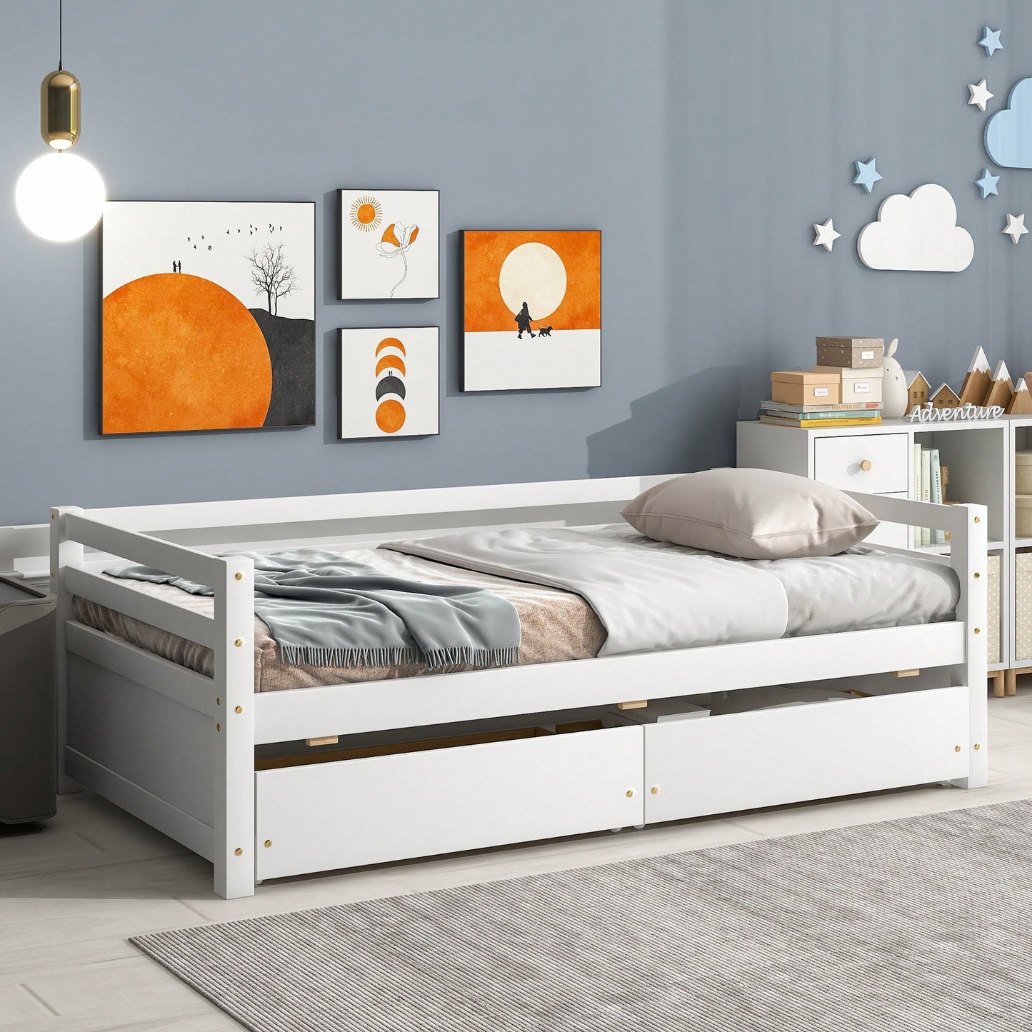 Stylish White Daybed With Dual Storage Drawers For Space-Saving Convenience