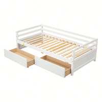 Stylish White Daybed With Dual Storage Drawers For Space-Saving Convenience