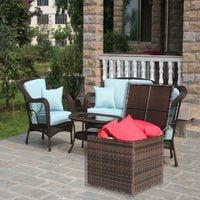 Stylish Brown Wicker Outdoor Furniture Storage Box For Patio And Garden Decor