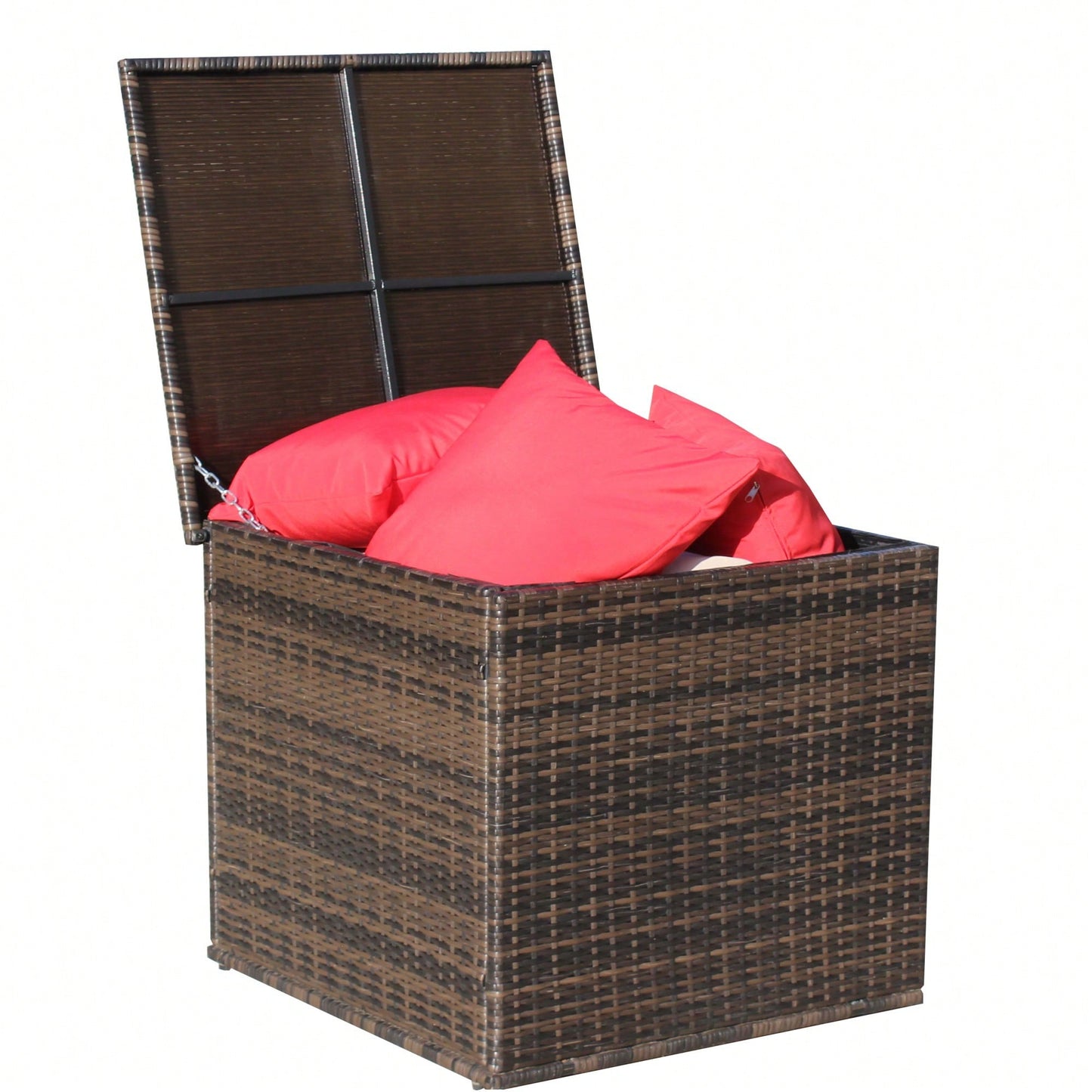 Stylish Brown Wicker Outdoor Furniture Storage Box For Patio And Garden Decor