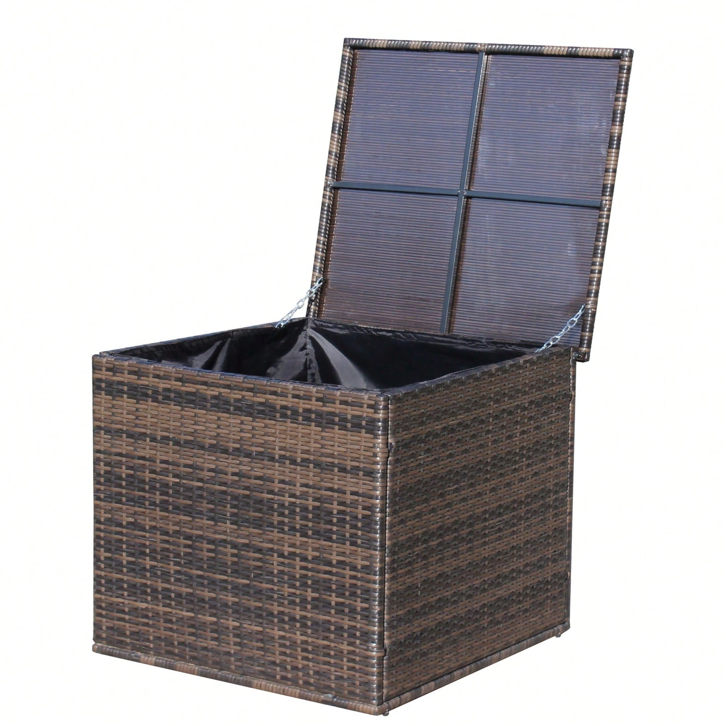 Stylish Brown Wicker Outdoor Furniture Storage Box For Patio And Garden Decor