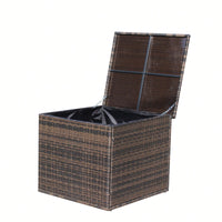 Stylish Brown Wicker Outdoor Furniture Storage Box For Patio And Garden Decor