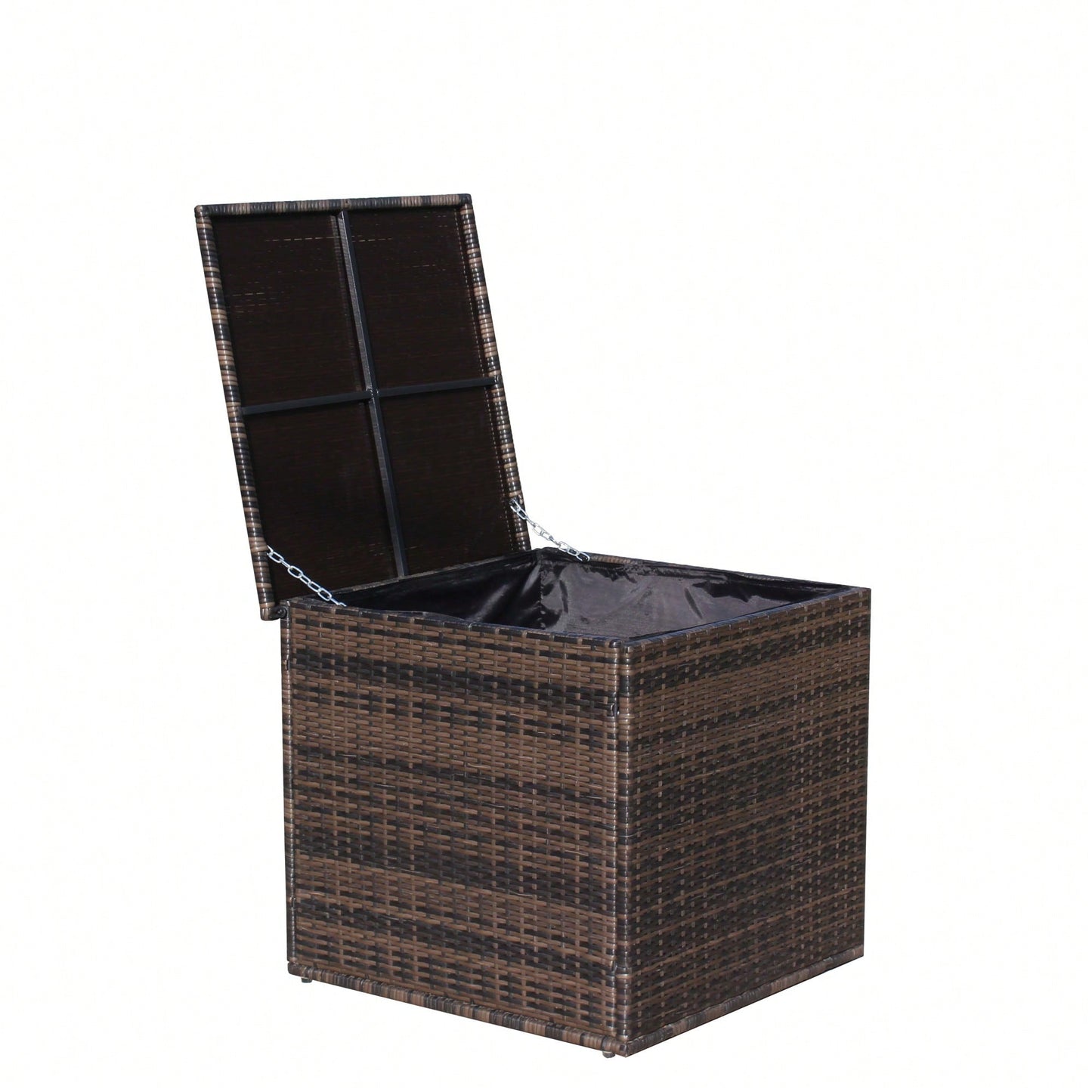 Stylish Brown Wicker Outdoor Furniture Storage Box For Patio And Garden Decor