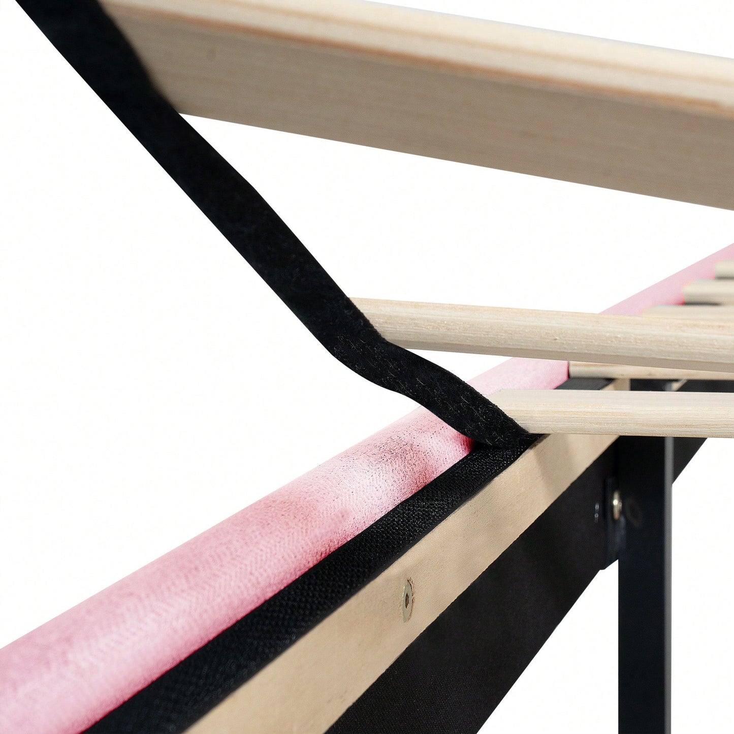 Chic Pink Queen Upholstered Platform Bed Frame with Button Tufted Headboard No Box Spring Needed Easy Assembly