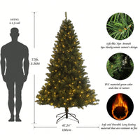 7.5ft Pre-Lit Artificial Christmas Tree With 400 LED Lights And Foldable Stand - Perfect Holiday Decoration