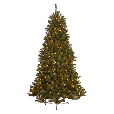 Stunning 7' Hinged Artificial Christmas Tree With 500 Lights - 48" Diameter, 1110 Tips For A Festive Touch