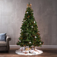 7-Foot Hinged Christmas Tree With 500 UL Multi-Colored Lights - 48-Inch Diameter Holiday Decor