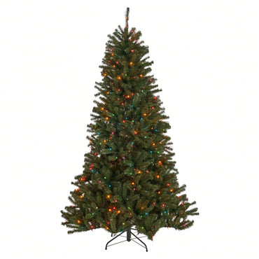 7-Foot Hinged Christmas Tree With 500 UL Multi-Colored Lights - 48-Inch Diameter Holiday Decor
