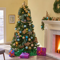 7-Foot Hinged Christmas Tree With 500 UL Multi-Colored Lights - 48-Inch Diameter Holiday Decor
