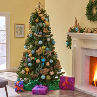 7-Foot Hinged Christmas Tree With 500 UL Multi-Colored Lights - 48-Inch Diameter Holiday Decor