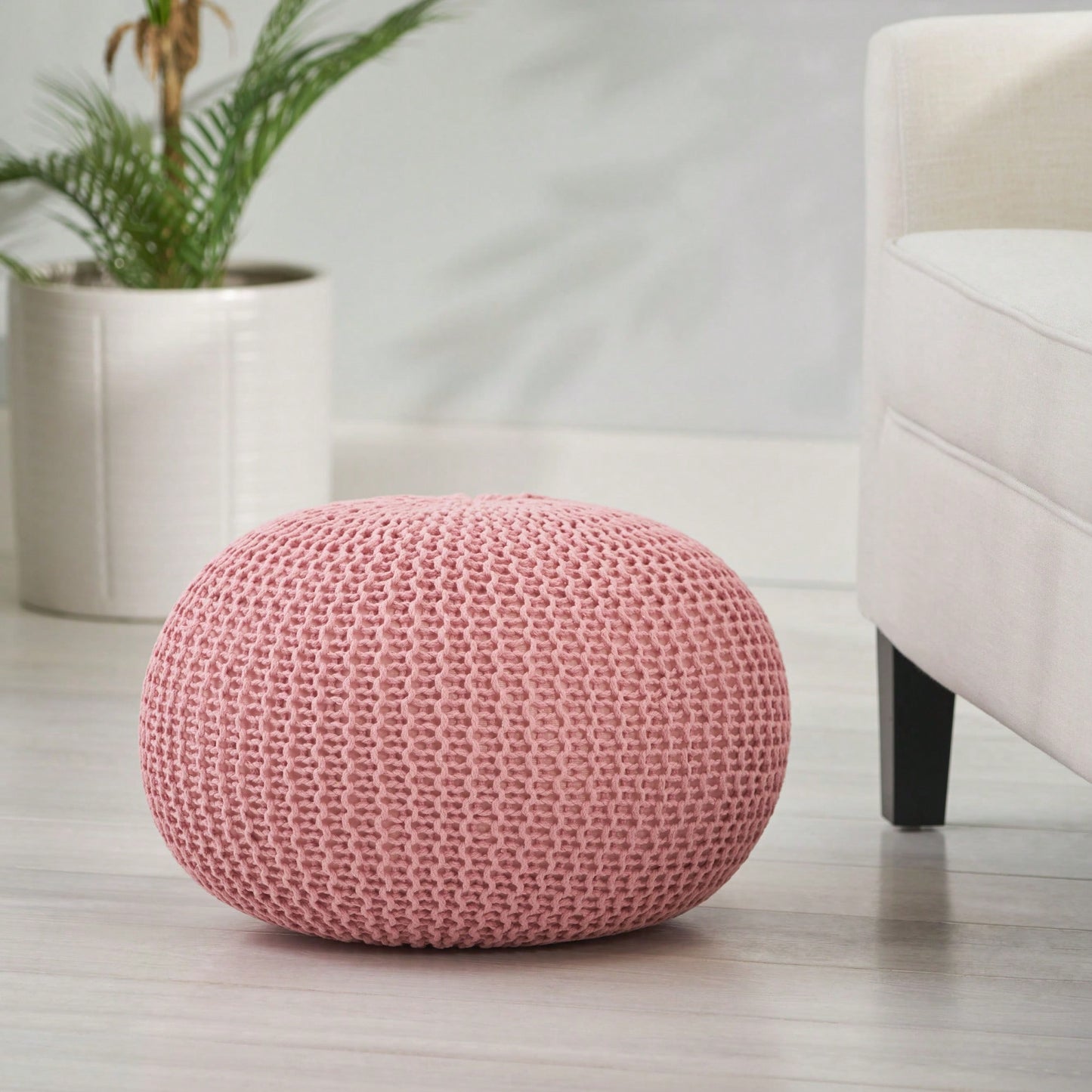 Cozy Handcrafted Knitted Pouf For Stylish Home Decor And Comfortable Seating