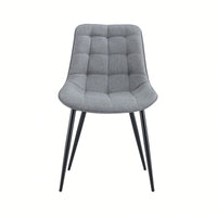 Stylish Grey Fabric Dining Chairs With Grid Pattern – Set Of 2 For Chic Dining Spaces