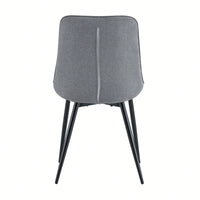 Stylish Grey Fabric Dining Chairs With Grid Pattern – Set Of 2 For Chic Dining Spaces