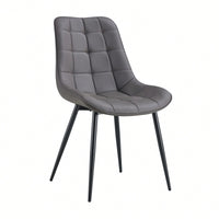 Stylish Grey Fabric Dining Chairs With Grid Pattern – Set Of 2 For Chic Dining Spaces