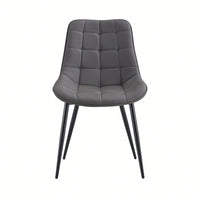 Stylish Grey Fabric Dining Chairs With Grid Pattern – Set Of 2 For Chic Dining Spaces