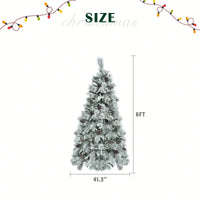 6FT Snow Flocked Christmas Tree with Pine Cones 250 Multi-Color LED Lights 11 Flashing Modes Holiday Decor