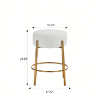 Contemporary Set of 2 24 Inch Upholstered Round Bar Stools for Kitchen and Cafe Stylish Seating