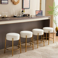 Contemporary Set of 2 24 Inch Upholstered Round Bar Stools for Kitchen and Cafe Stylish Seating