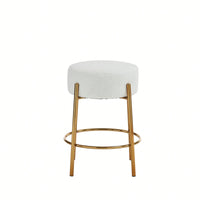 Contemporary Set of 2 24 Inch Upholstered Round Bar Stools for Kitchen and Cafe Stylish Seating