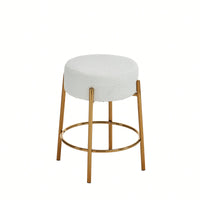 Contemporary Set of 2 24 Inch Upholstered Round Bar Stools for Kitchen and Cafe Stylish Seating