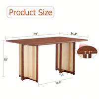 Country-Inspired Solid Wood Dining Table With Modern Rattan Design - Perfect For Dining Rooms, Living Rooms, And Offices