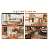 Country-Inspired Solid Wood Dining Table With Modern Rattan Design - Perfect For Dining Rooms, Living Rooms, And Offices