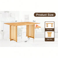 Country-Inspired Solid Wood Dining Table With Modern Rattan Design - Perfect For Dining Rooms, Living Rooms, And Offices