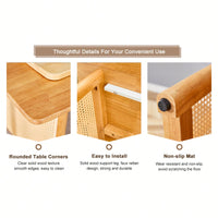 Country-Inspired Solid Wood Dining Table With Modern Rattan Design - Perfect For Dining Rooms, Living Rooms, And Offices