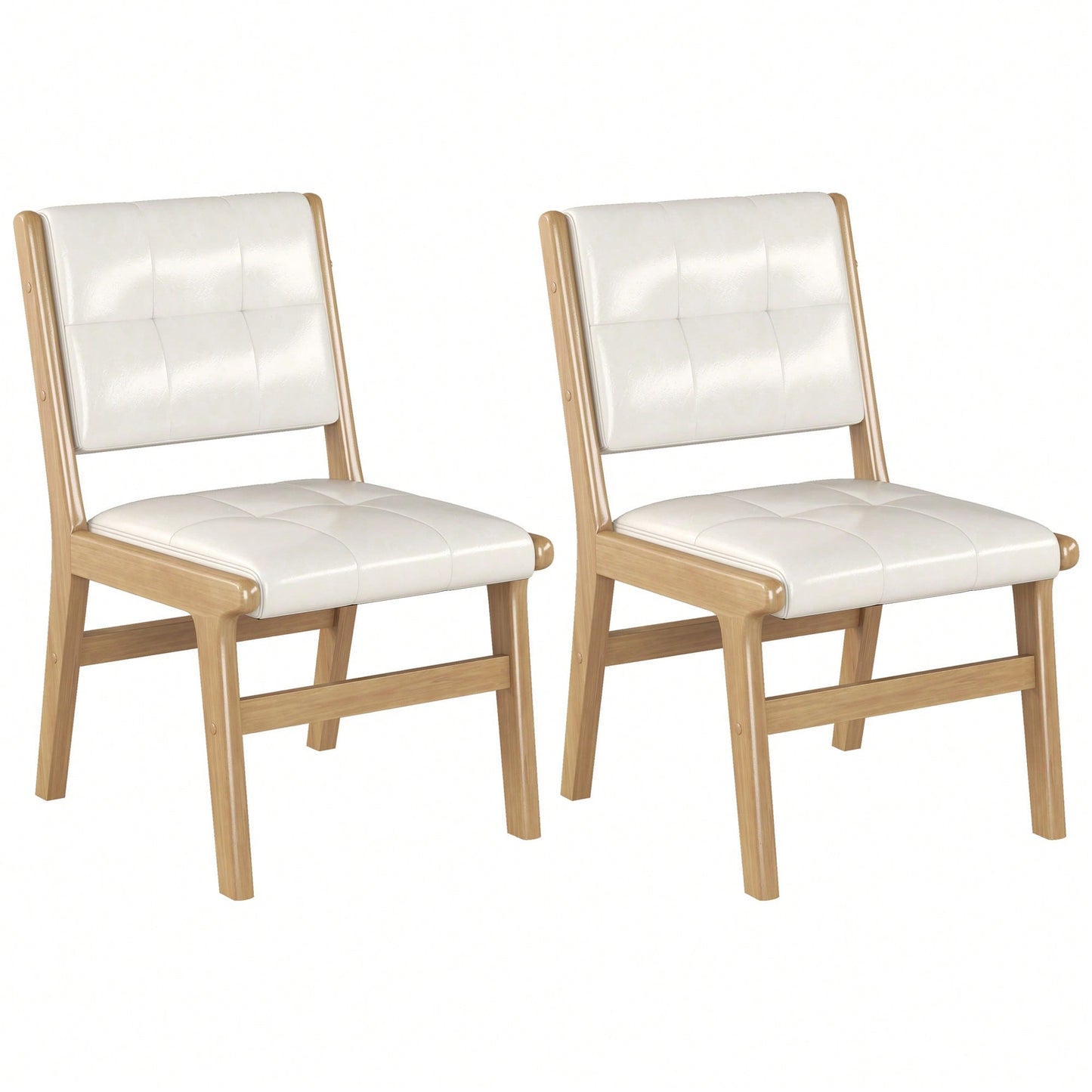 Stylish PU Dining Chairs Set Of 2 With Wooden Legs – No Armrest, Perfect For Kitchen, Dining Room, Living Room, And Bedroom