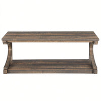 Unique 48-Inch Solid Wood Modern Coffee Table With Storage - Special Shape Center Table For Living Room, Kitchen, And Apartment Dining
