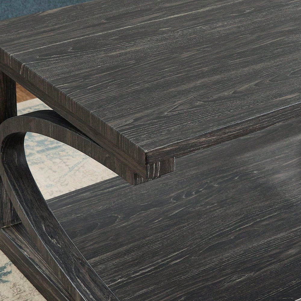 Unique 48-Inch Solid Wood Modern Coffee Table With Storage - Special Shape Center Table For Living Room, Kitchen, And Apartment Dining