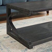Unique 48-Inch Solid Wood Modern Coffee Table With Storage - Special Shape Center Table For Living Room, Kitchen, And Apartment Dining