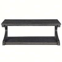 Unique 48-Inch Solid Wood Modern Coffee Table With Storage - Special Shape Center Table For Living Room, Kitchen, And Apartment Dining