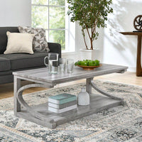 Unique 48-Inch Solid Wood Modern Coffee Table With Storage - Special Shape Center Table For Living Room, Kitchen, And Apartment Dining