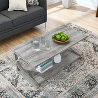 Unique 48-Inch Solid Wood Modern Coffee Table With Storage - Special Shape Center Table For Living Room, Kitchen, And Apartment Dining