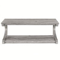 Unique 48-Inch Solid Wood Modern Coffee Table With Storage - Special Shape Center Table For Living Room, Kitchen, And Apartment Dining