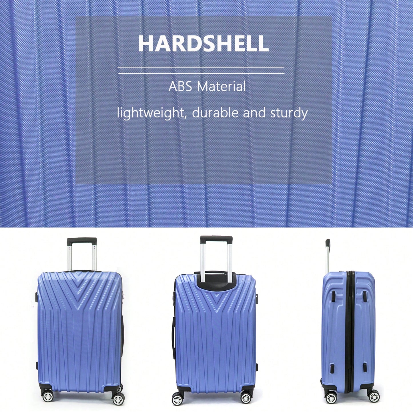 Durable 3-Piece ABS Hard Shell Luggage Set (20/24/28) With 360° Spinner Wheels & TSA Lock - Perfect For Business Travel & Family Vacations