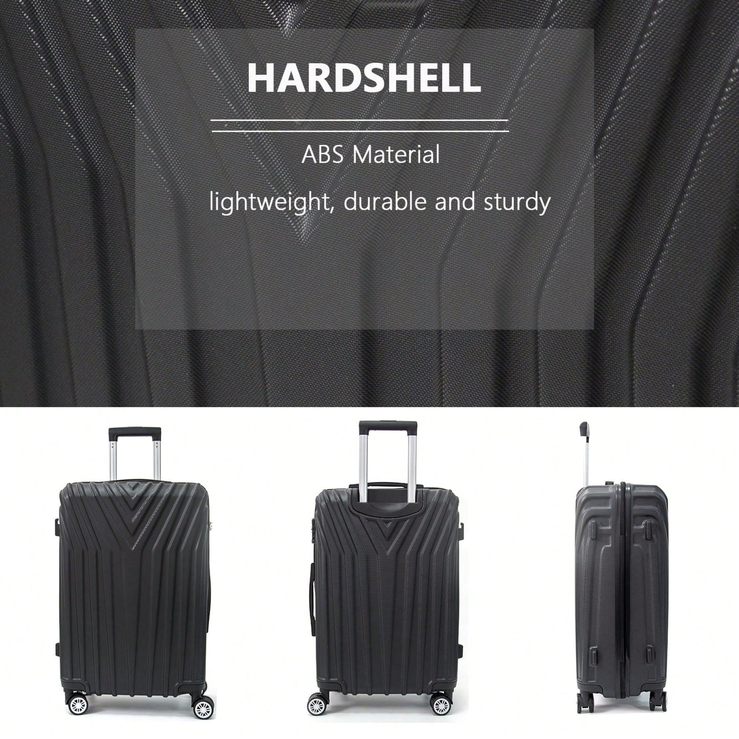 Durable 3-Piece ABS Hard Shell Luggage Set (20/24/28) With 360° Spinner Wheels & TSA Lock - Perfect For Business Travel & Family Vacations