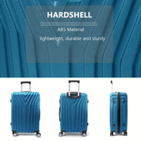 Durable 3-Piece ABS Hard Shell Luggage Set (20/24/28) With 360° Spinner Wheels & TSA Lock - Perfect For Business Travel & Family Vacations