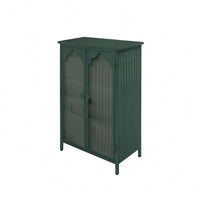 Versatile 2-Door Metal Storage Cabinet with Glass Doors for Dining Room Living Room or Bedroom