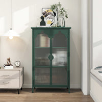 Versatile 2-Door Metal Storage Cabinet with Glass Doors for Dining Room Living Room or Bedroom